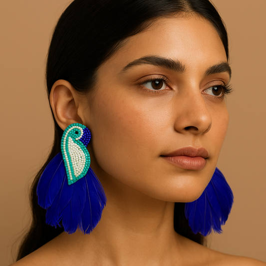 Pankhuri - Indigo Dream Bird Earrings