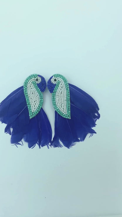 Pankhuri - Indigo Dream Bird Earrings
