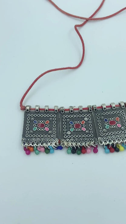 Rangrez –  Colourful Oxidised Choker Necklace